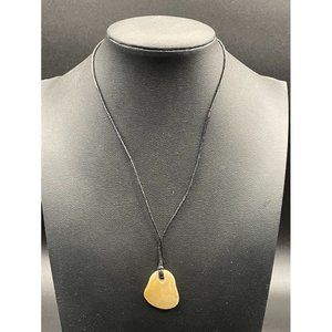 Gerson Black Chorded Adjustable Wooden Blob Pendant Necklace Length 9 Inches